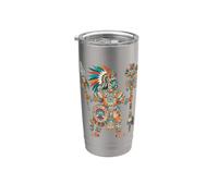 Guerrero Azteca Códice Mexicano Arte Mesoamericano Tribal Azteca Vaso térmico de acero inoxidable de doble pared