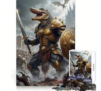 Guerrero caimán con Armadura Dorada Rompecabezas de 1000 Piezas para Adolescentes Mejora la Memoria Relájate fácilmente navideño (38x52cm)