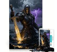 Guerrero con Espada Brillante en mar tempestuoso Rompecabezas de 1000 Piezas para Adolescentes Juego de Memoria Cierre Seguro Sin Piezas Sueltas Ideal para Viajar Juego para ejercitar la Mente