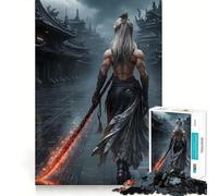 Guerrero con Espada llameante en la Ciudad Oscura Rompecabezas de 1000 Piezas para Adultos Juguete Que desafía la Mente Corte preciso Alineación Actividad Nocturna Divertida