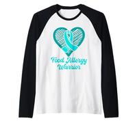 Guerrero de alergia alimentaria desgaste verde azulado cinta corazón Camiseta Manga Raglan