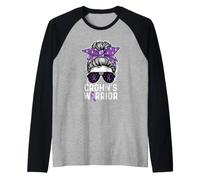 Guerrero de Crohn - Combatiente de Conciencia sobre la Enfermedad de Crohn Camiseta Manga Raglan