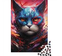 Guerrero de Cyber Cat Puzzle De 1000 Trozos Papel Grueso Rompecabezas Compatible con Tabla Personas Que Aman Entrenamiento Cerebral 52x38cm/1000pcs