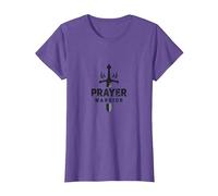 Guerrero de Oración Religiosa para Hombres | Fuerza Espiritual Camiseta, Mujer, Morado Jaspeado, XS