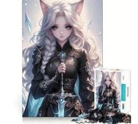 Guerrero de Pelo Blanco con Espada Rompecabezas de 1000 Piezas para Adolescentes Juego de Memoria Mental Cierre Seguro Sin Piezas Sueltas Ideal para Viajar Juego para ejercitar la Mente Regalo