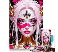 Guerrero de Pelo Rosa con máscara Rompecabezas para Adultos de 1000 Piezas Juego de ingenio para Relajarse mentalmente Artículo de Santa Claus (50x75cm)