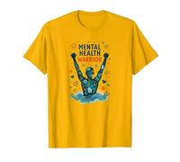 Guerrero de Salud Mental empoderando a los Hombres Arte Inspirador Camiseta, Hombre, Dorado Brillante, XXL