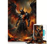 Guerrero demoníaco Alado en Paisaje ardiente Rompecabezas de 1000 Piezas para Adolescentes Juego Que estimula el Cerebro Encaje Huecos Actividad Relajante para Grupos en Interiores