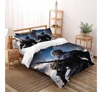 Guerrero divino Funda Edredon 3 Piezas con Impresión En 3D Gothic Themes con Funda Almohada Double（200x200cm） 100% Microfibra Juego De Cama para para Niñosy Hombres