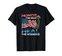 Guerrero honra a los Muertos Cura al Veterano herido de EE. UU Camiseta gráfica económica, Hombre, Negro, M