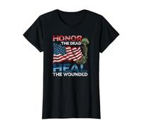 Guerrero honra a los Muertos Cura al Veterano herido de EE. UU Camiseta gráfica económica, Mujer, Negro, L