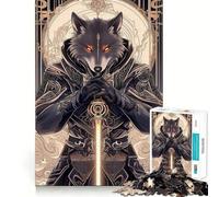 Guerrero Lobo con Espada,Rompecabezas de Animales de 1000 Piezas para Adultos,Juego para Mejorar la Memoria,Calidad Profesional,Actividad de Corte conmovedora para Compartir (38x52cm)