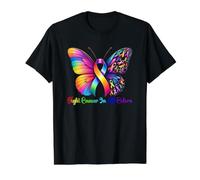 Guerrero Lucha contra el cáncer en Todos y Cada Color Cinta Mariposa Camiseta gráfica económica, Hombre, Negro, L