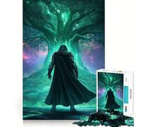 Guerrero misterioso ante el árbol resplandeciente, rompecabezas de 1000 piezas para adultos, regalo, juego mental, juguete para pasar tiempo en familia, corte preciso, sorpresa de cumpleaños (38x52cm)