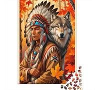 Guerrero Nativo Americano 1000 Piezas Cartón Extra Grueso Paquete De Rompecabezas Coleccionistas Desafío Juego Educativo Entrenamiento Cerebral Hermosa Decoración 70x50cm/1000pcs