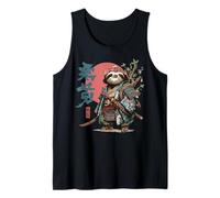 Guerrero Perezoso gráfico Puesta de Sol japonés Ukiyo-e Arte Camiseta sin Mangas