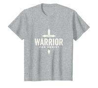 Guerrero religioso para Cristo Ropa de fe para Hombre Camiseta, Niños, Gris Jaspeado, 3 años