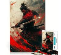 Guerrero samurái con Katana en acción para Adultos Rompecabezas de 1000 Piezas Juguete para ejercitar la Mente Diversión para Toda la Familia Corte de precisión Un Regalo Encantador (38x26cm)