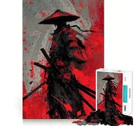 Guerrero samurái con Katana en Rojo, Rompecabezas de 1000 Piezas para Adultos, Regalo Ideal para quienes Buscan un Juego de lógica Intenso y Relajante Bordes Transparentes (38x52cm)