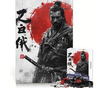 Guerrero samurái con Katana y caligrafía, Rompecabezas de 1000 Piezas para Adultos, Regalo para desarrollar la lógica, Juguete para Disfrutar Lentamente, Corte preciso, Regalo Elegante (38x26cm)