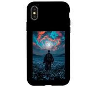 Guerrero samurái con Vistas al crepúsculo del Campo Iluminado por la Luna Tranquilo Carcasa para iPhone X/XS