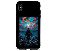 Guerrero samurái con Vistas al crepúsculo del Campo Iluminado por la Luna Tranquilo Carcasa para iPhone XS MAX