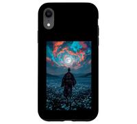 Guerrero samurái con Vistas al crepúsculo del Campo Iluminado por la Luna Tranquilo Carcasa para iPhone XR