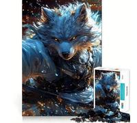 Guerrero samurái Lobo con Katana,Rompecabezas de 1000 Piezas para Adultos Piensa,Entrena,Juega Cierre Seguro,sin Piezas Sueltas aliviar el estrés (38x26cm)