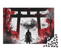 Guerrero samurái Paquete Estilo Tinta Japonesa Rompecabezas Cartón Reciclado 1000 Piezas, Entrenamiento Concentración, Regalo Personalizado,diversión Post-Escolar 70x50cm/1000pcs