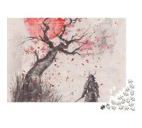 Guerrero samurái Rompecabezas Estilo Tinta Japonesa Bricolaje Cartón 1000 PC, Juego Familiar 12+, Alivio Estrés, Regalo Decoración Pared 38x26cm/1000pcs