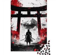 Guerrero samurái Rompecabezas Estilo Tinta Japonesa Cartón Reciclado 1000 Piezas, 12+, Entrenamiento Cerebral, Decoración Pared, Actividad Vacacional 38x26cm/1000pcs