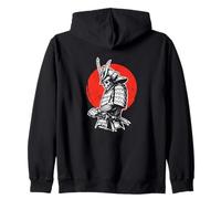 Guerrero Sol Rojo Samurai Esqueleto Sudadera con Capucha