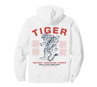 Guerrero Tigre Japonés Instinto Disciplina Poder Kanji Arte Sudadera con Capucha