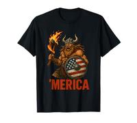 Guerrero vikingo americano con escudo de bandera de Estados Unidos - 4 de julio Camiseta