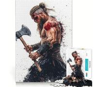 Guerrero Vikingo con Hacha,Rompecabezas de 1000 Piezas para Adultos,Juego de Memoria Cerebral,Encaje Huecos,Actividad Relajante para la Mente (38x26cm)