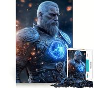 Guerrero Vikingo con orbe Brillante,Rompecabezas de 1000 Piezas para Adolescentes,Juego de concentración Mental,Corte de precisión,Bordes Lisos,Juego para Rellenar Calcetines navideños (38x52cm)