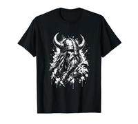 Guerrero Vikingo, Historia de la mitología Camiseta gráfica económica, Hombre, Negro, M