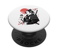 Guerrero Zen Mushin con Katana Cherry Blossom Sun PopSockets PopGrip Adhesivo