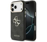 Guess 4G Metal Logo Gold Frame Case for iPhone 17 Pro Max Black