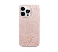 Guess - Funda de Piel sintética 4G con Diamantes de imitación metálicos para iPhone 16 Pro MAX (Rosa)