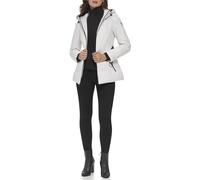 GUESS Abrigo Softshell para mujer, Blanco con cinturón, XL