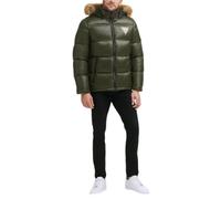 Guess Acolchado cálido resistente a la lluvia para hombre, Verde militar, Medium