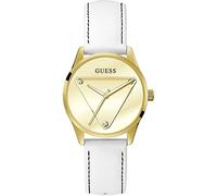 Guess Reloj de mujer Emblem GW0399L1, analógico, cuero blanco, dorado