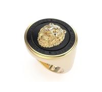 Guess Anillo de sello de cabeza de león para hombre, acero inoxidable, oro, Acero inoxidable