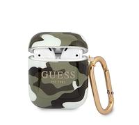 Guess Apple AirPods - Carcasa de Silicona para Apple AirPods, diseño de Camuflaje, Color Caqui