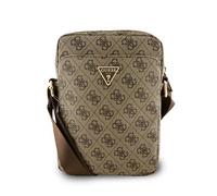 GUESS Bandolera para Tablet 10" - Bolso de Polipiel Marrón con Logo Triangular, Diseño Elegante y Ajuste Cómodo
