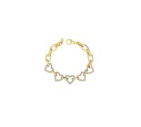 GUESS Beloved Multi Pave Hearts Bracelet S Yellow Gold