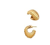 Guess Berbera - Pendientes de aro de oro amarillo para mujer, acero inoxidable de alta calidad, diseños de alta resistencia al deslustre, UBE05337YG
