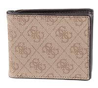 GUESS Billetera Plegable Delgada de Cuero para Hombre, Logotipo marrón/marrón, Talla única