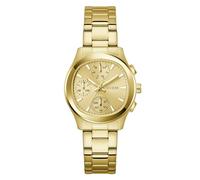 Guess Birdie GW1031L2 - Reloj de Pulsera analógico de Cuarzo para Mujer, Acero Inoxidable, 36 mm, Correa de Acero Inoxidable, 5 Bares, Color de la Esfera: champán, indicador de Fecha, Color Dorado